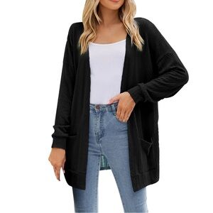 J.Jill Black Open-Front Women's linen and viscose Cardigan Sweater sixe XL